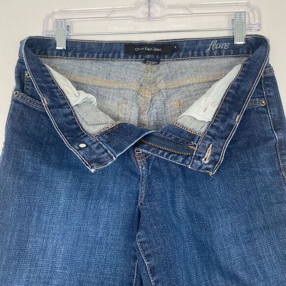 Calvin Klein Flare Bootcut Blue Jeans Women's Size 10 Stretch‎ embroidery - Picture 14 of 16